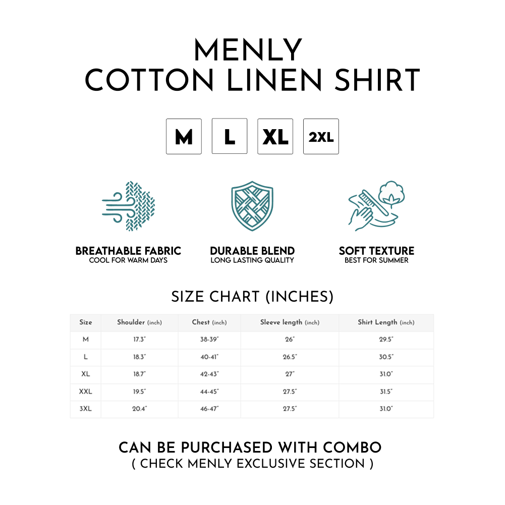 Menly Blue Cotton Linen Shirt & White Linen Pants Combo
