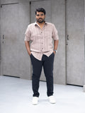 Dusty Pink Striped Linen Blend Shirt