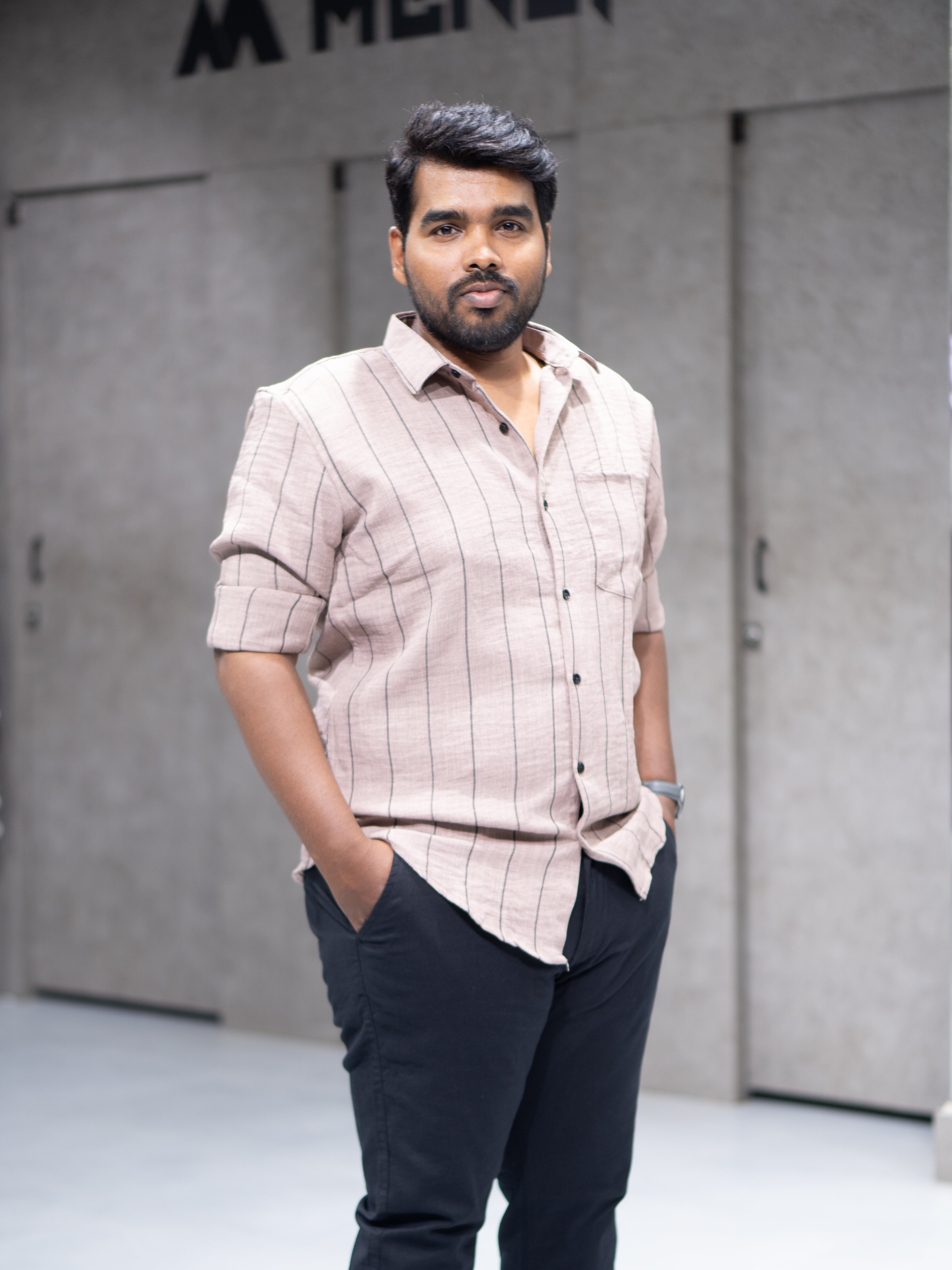 Dusty Pink Striped Linen Blend Shirt