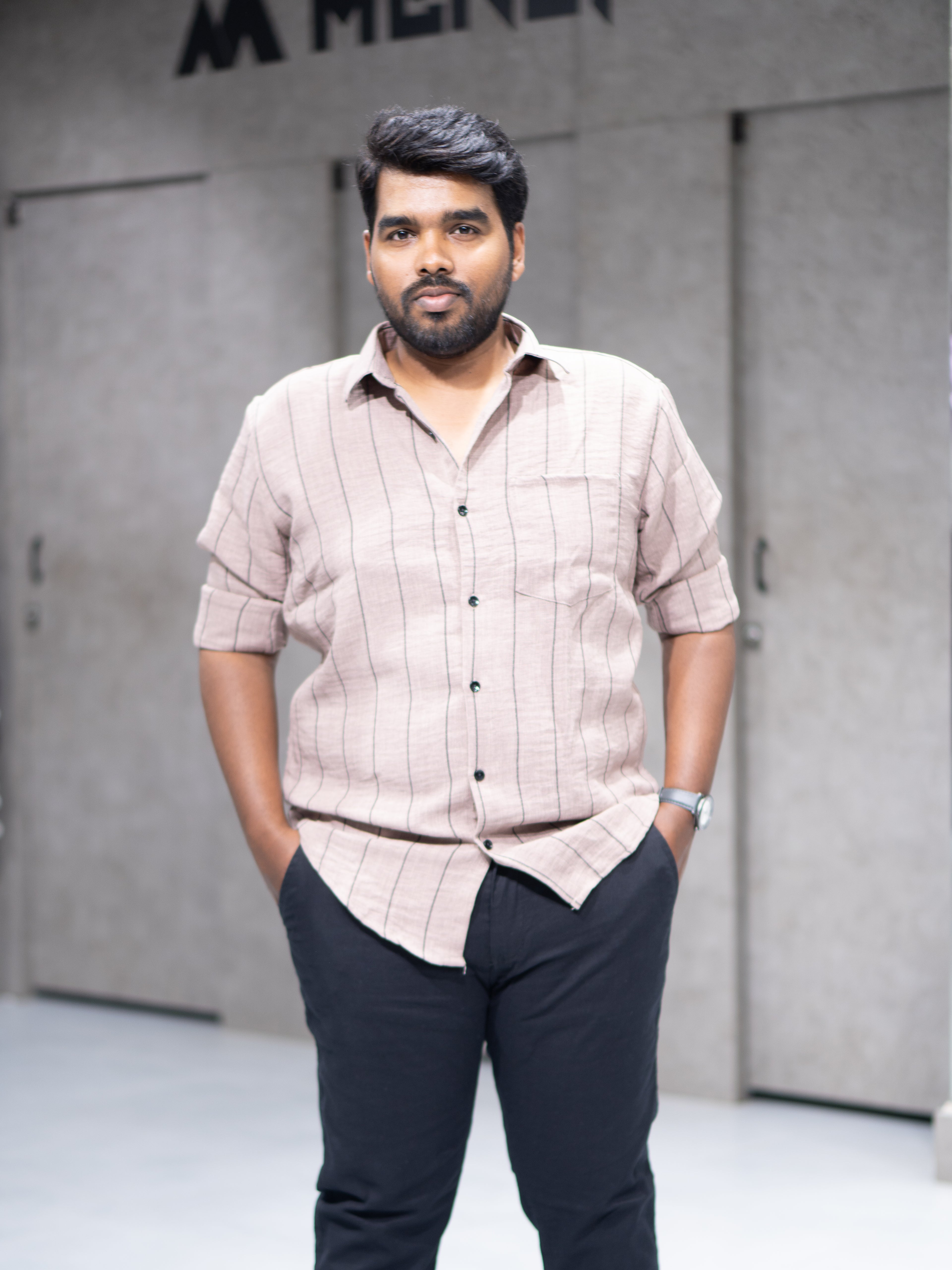 Dusty Pink Striped Linen Blend Shirt