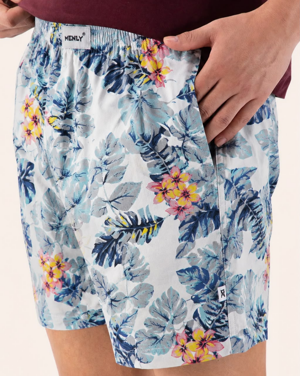 White Floral Print Boxer