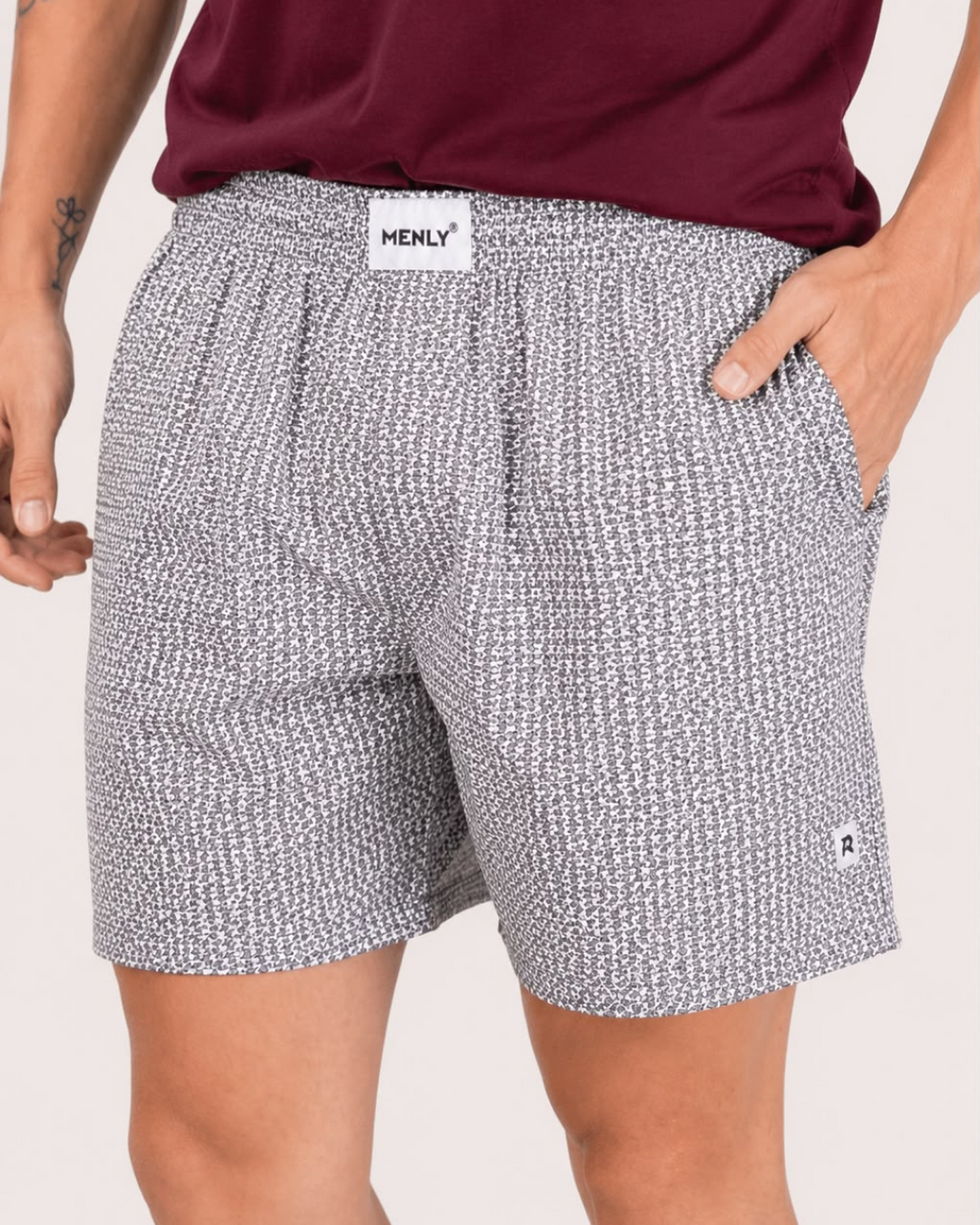 White Micro Print Boxer
