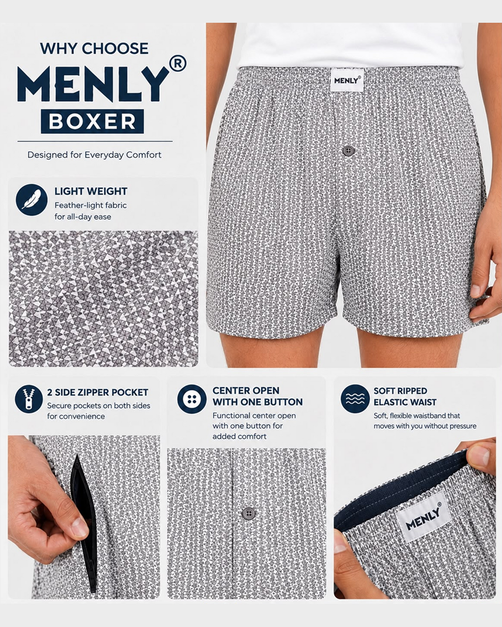 White Micro Print Boxer