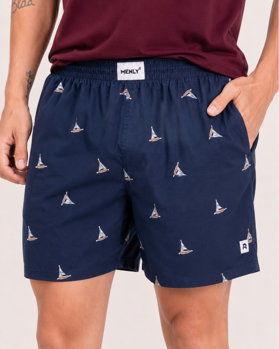 Navy Sailboat Print Boxer