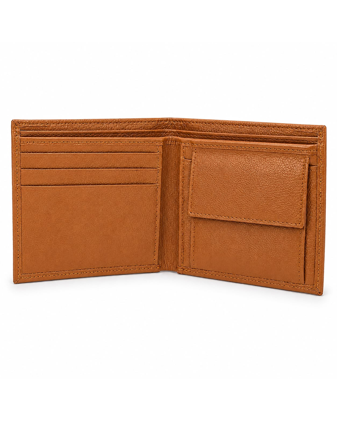 Tan Bifold Wallet with Coin Pocket
