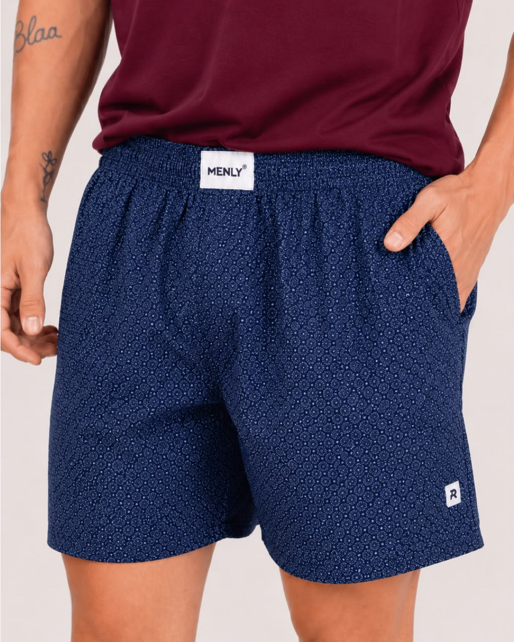 Navy Micro Print Boxer