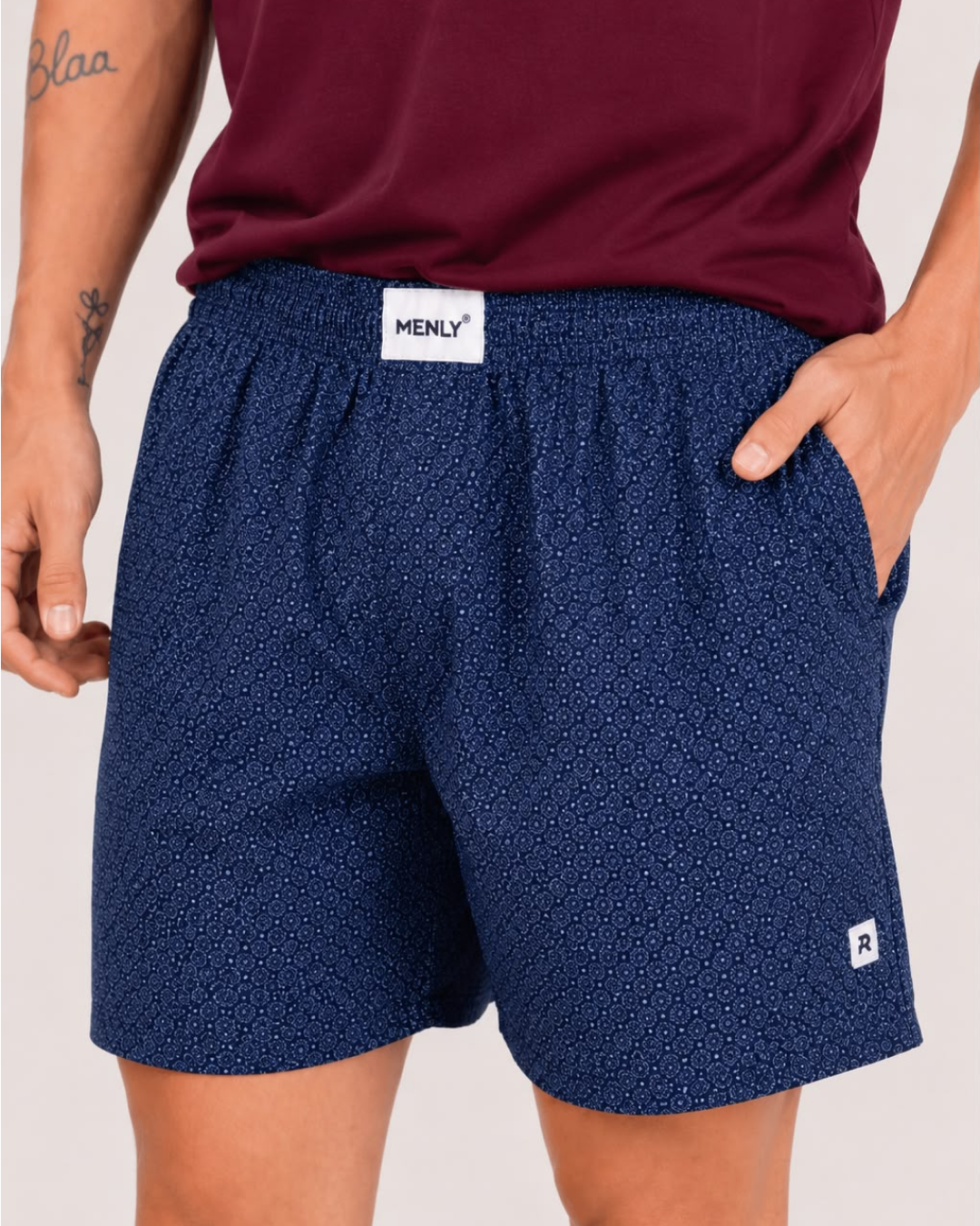 Navy Micro Print Boxer
