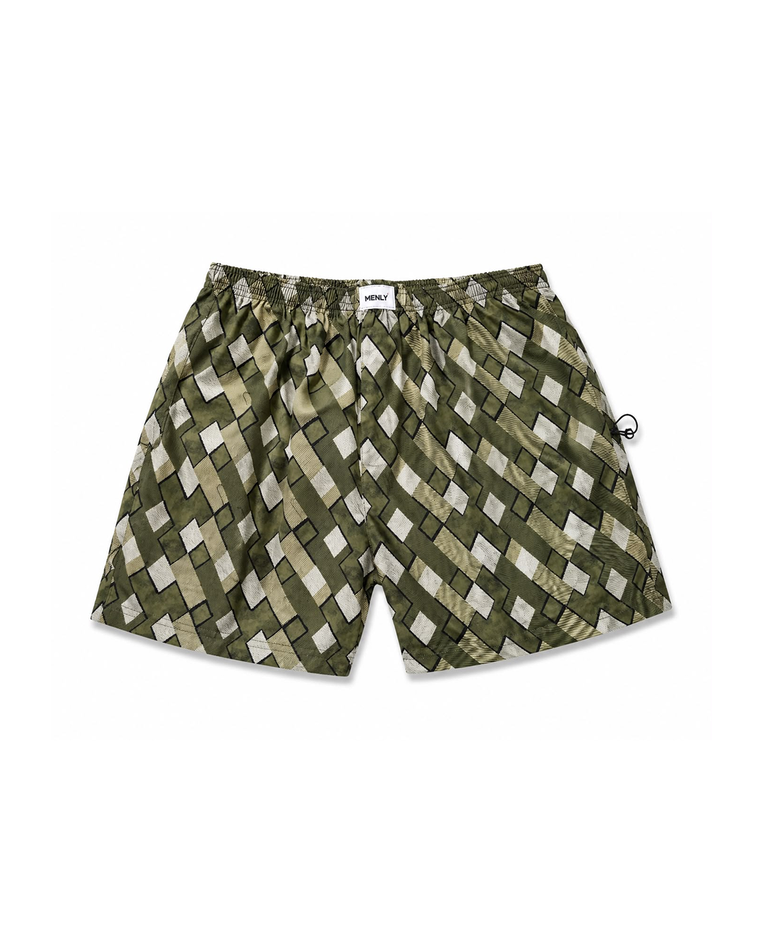 Olive Geometric Print Boxer