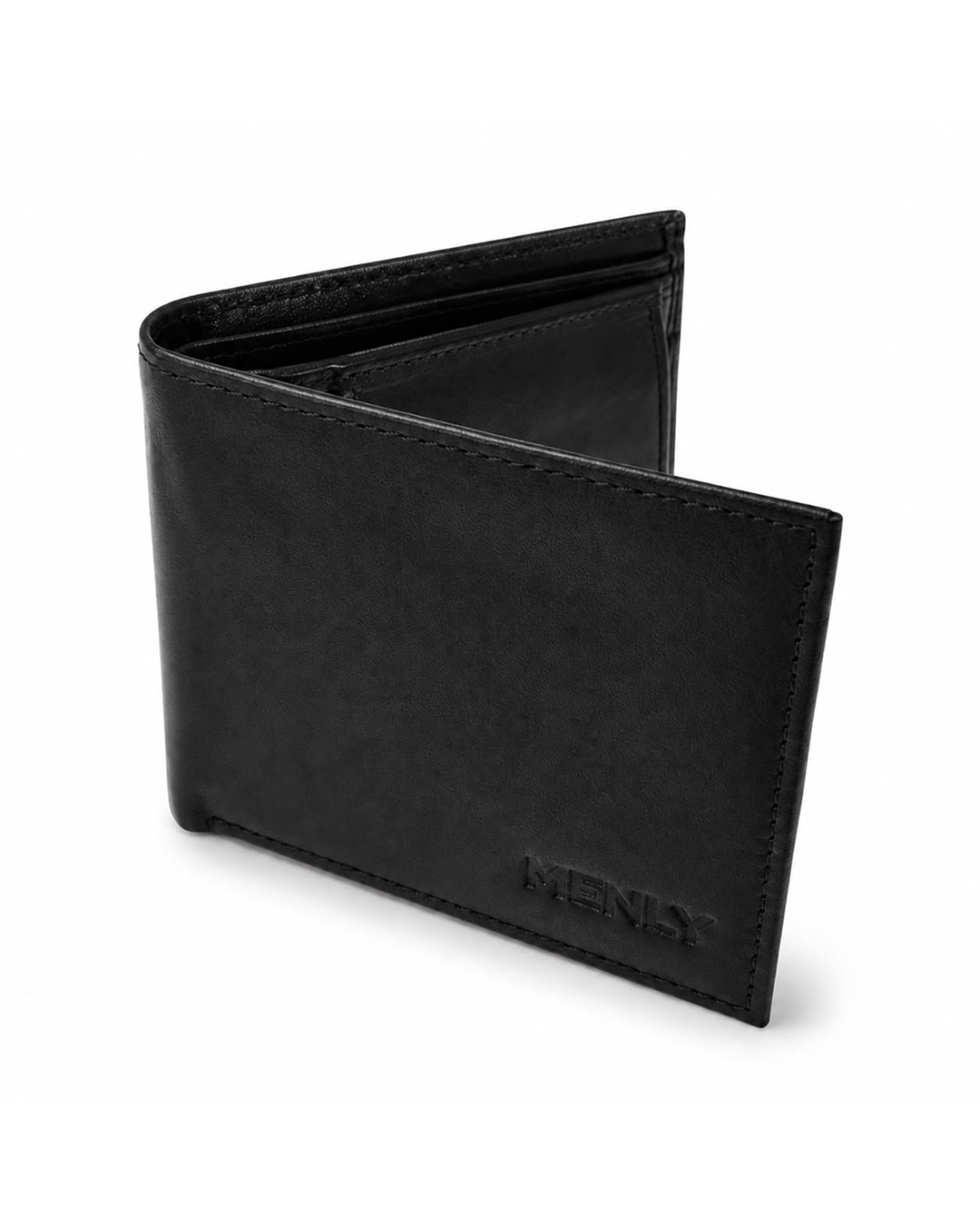 Black Bifold Wallet with Coin Pocket