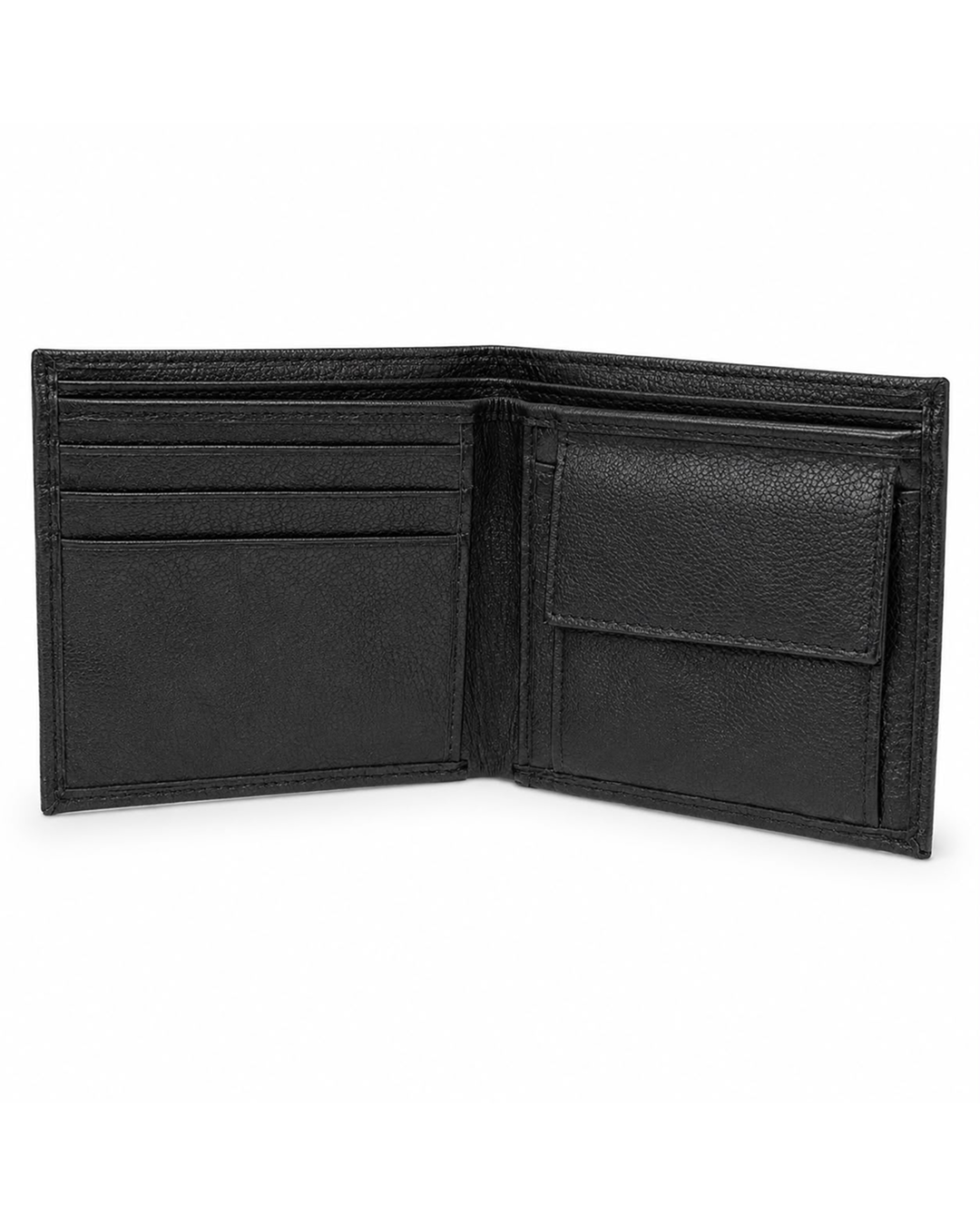 Black Bifold Wallet with Coin Pocket