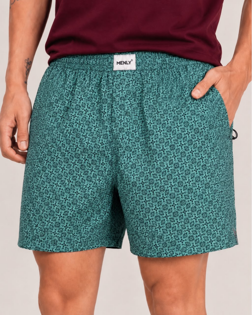 Teal Micro Print Boxer