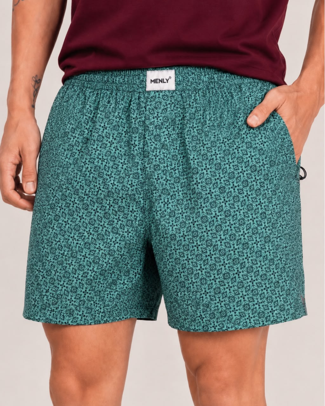 Teal Micro Print Boxer