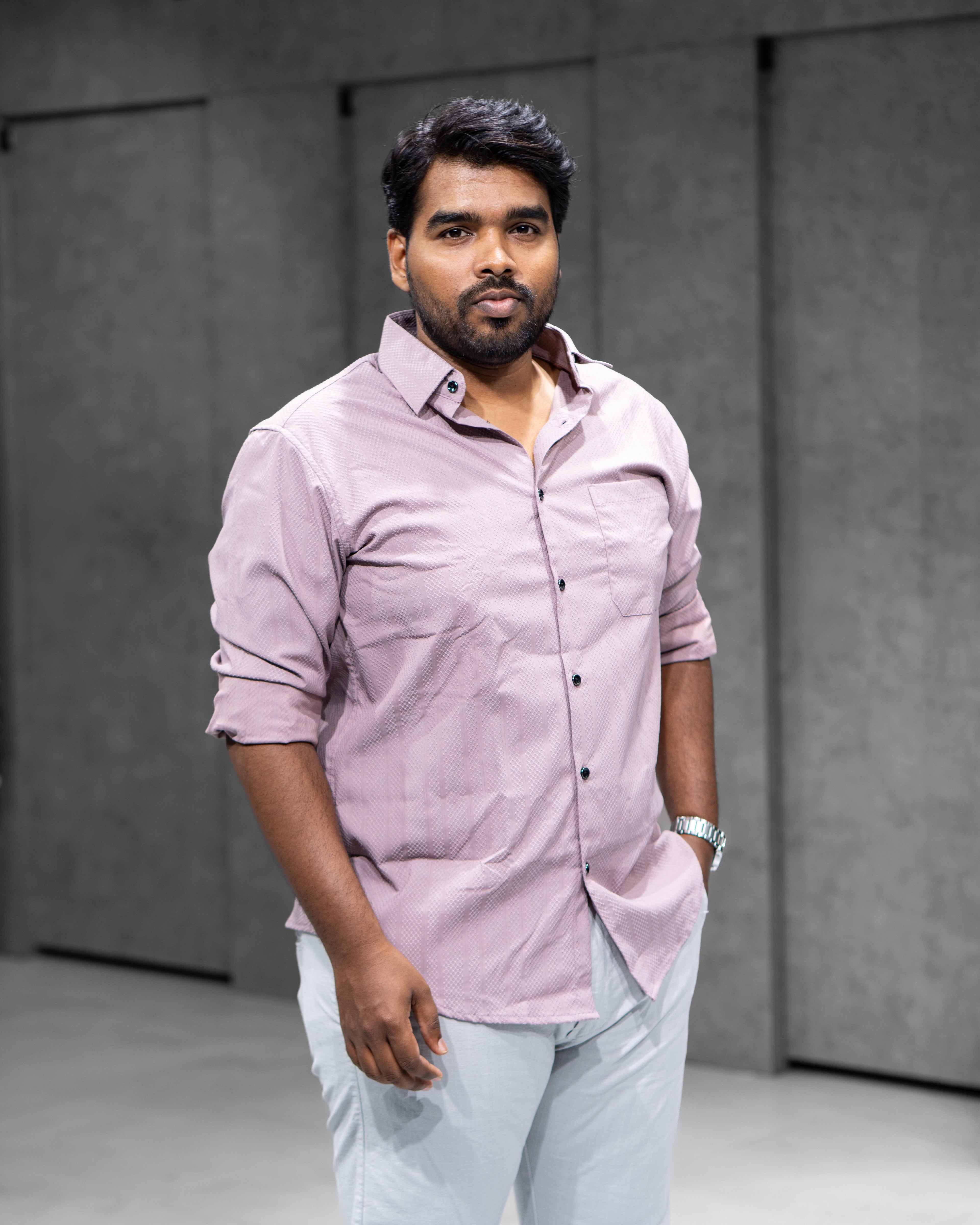 Dusty Rose Textured Full Sleeve Shirt - Menly Clothing