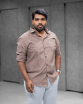 Taupe Brown Textured Full Sleeve Shirt - Menly Clothing