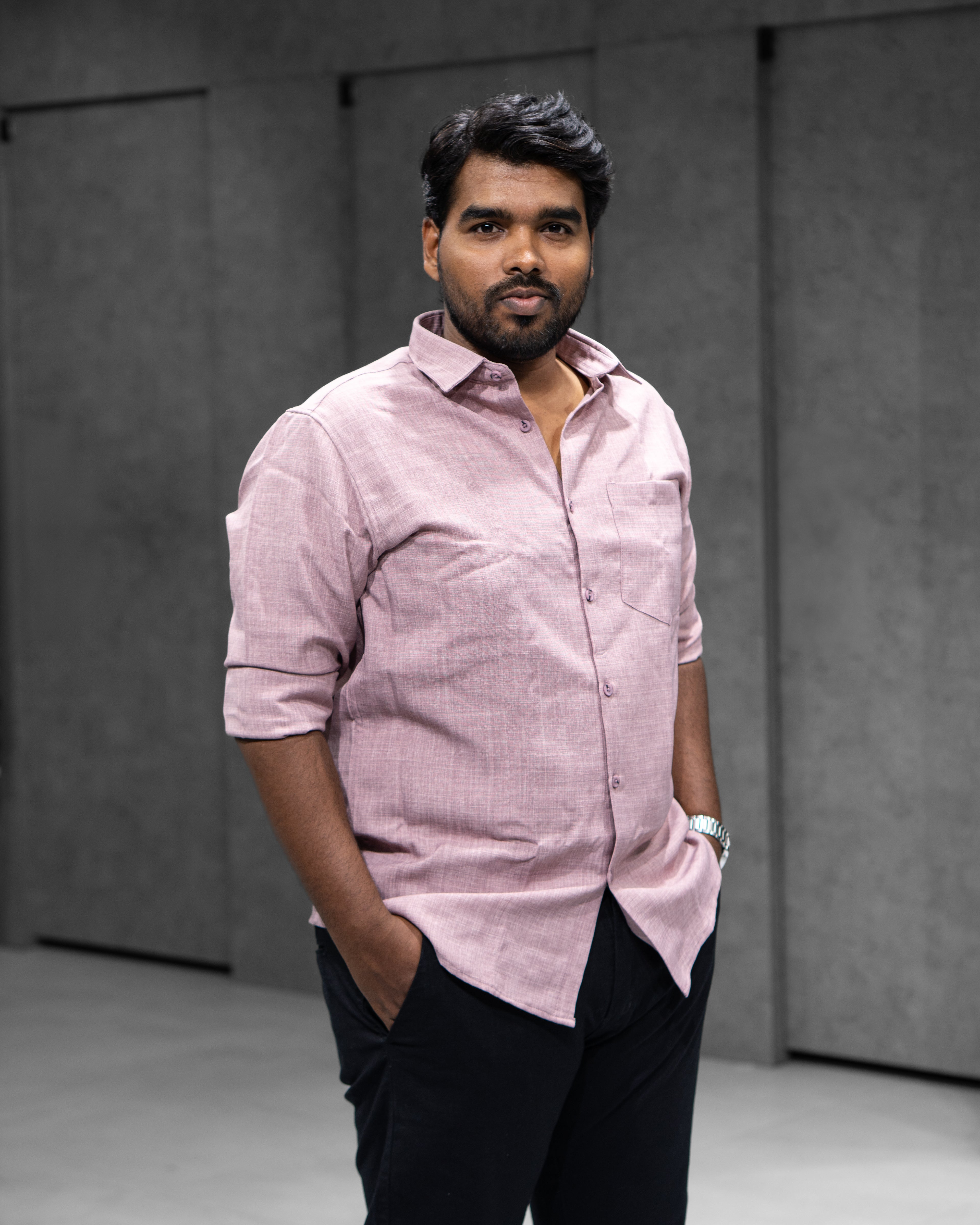 Dusty Rose Linen Blended Shirt - Menly Clothing