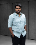 Ice Blue Linen Blended Shirt - Menly Clothing