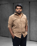Mocha Brown Linen Blended Shirt - Menly Clothing