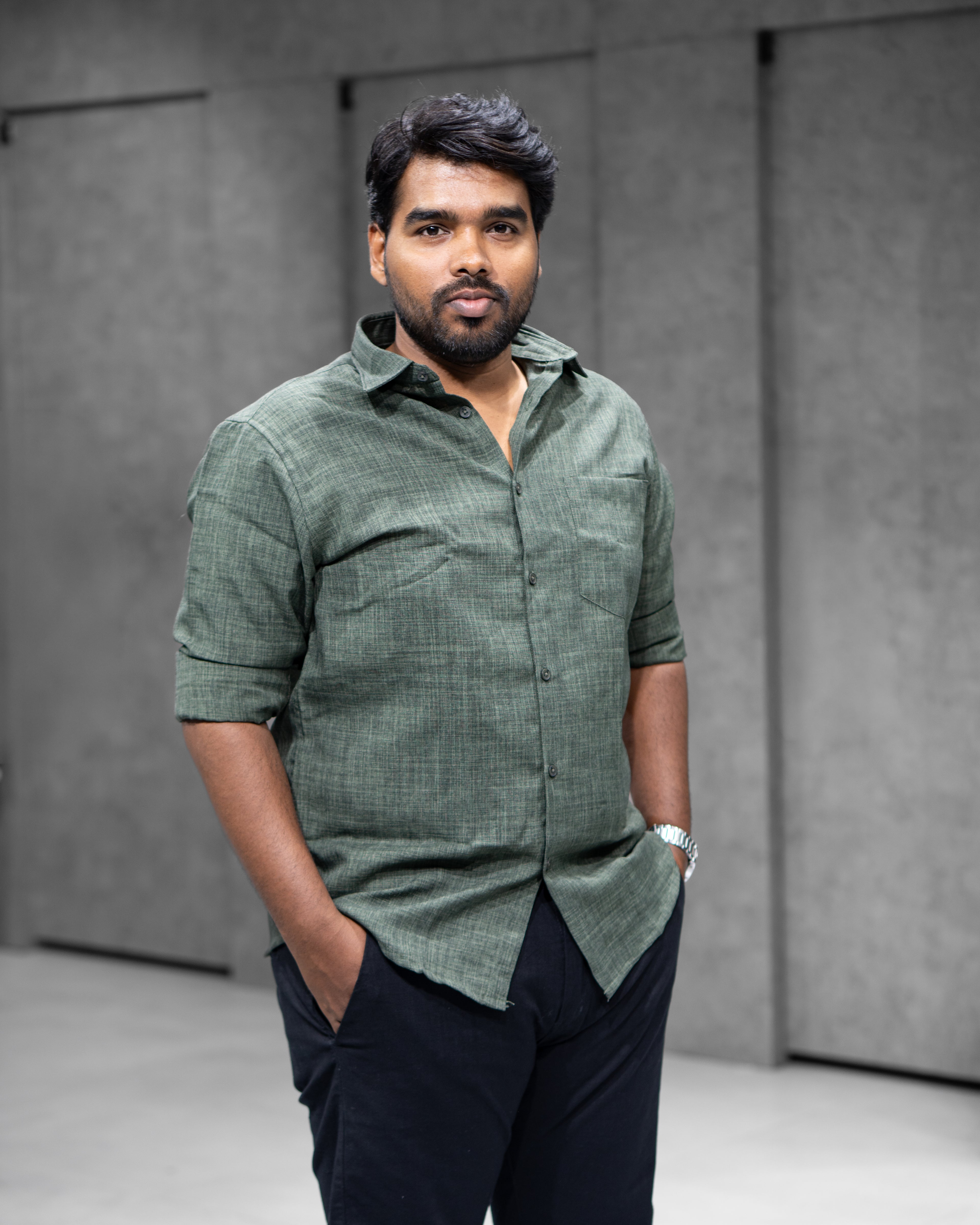 Forest Green Linen Blended Shirt - Menly Clothing