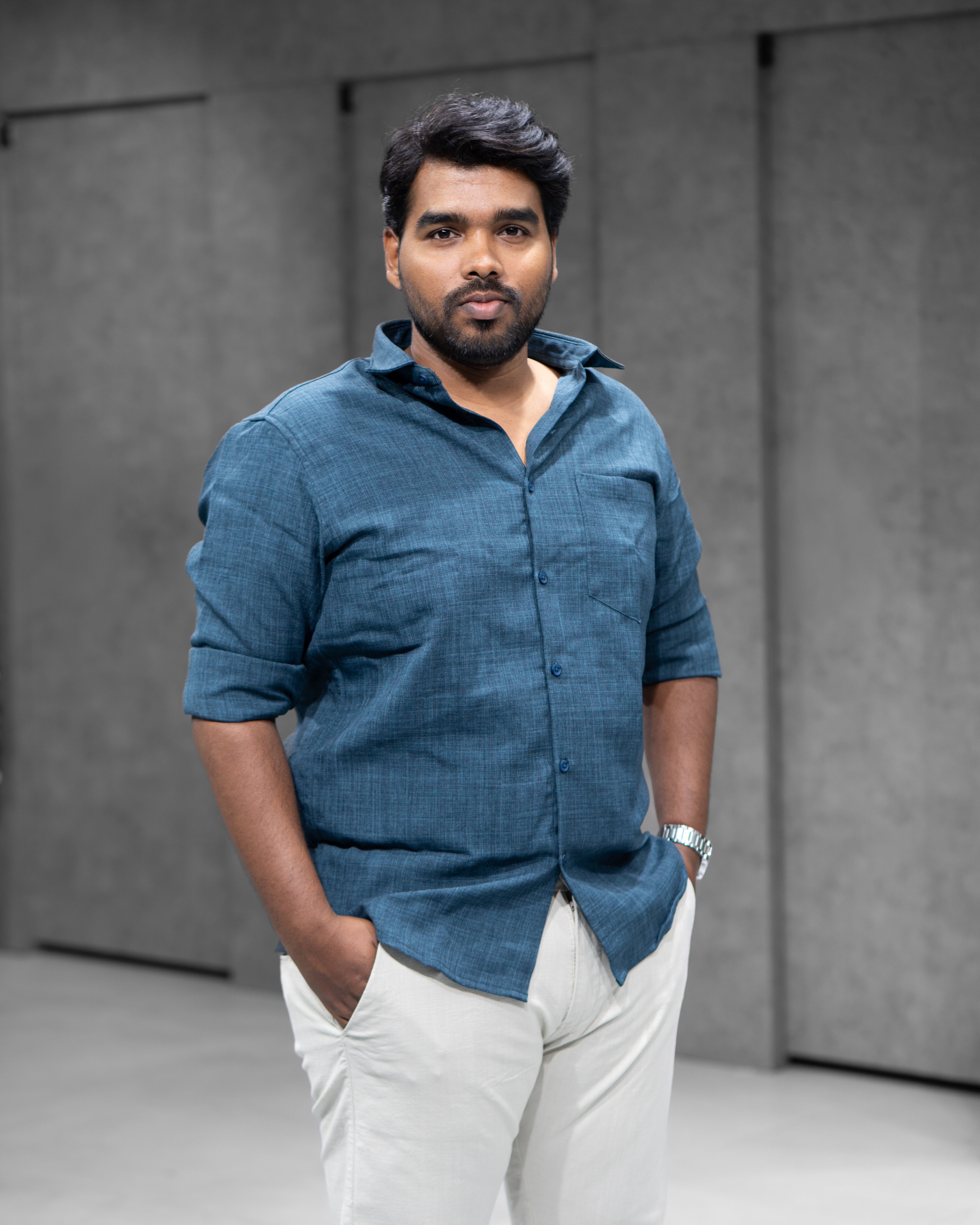 Ocean Blue Linen Blended Shirt - Menly Clothing