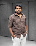 Espresso Brown Linen Blended Shirt - Menly Clothing