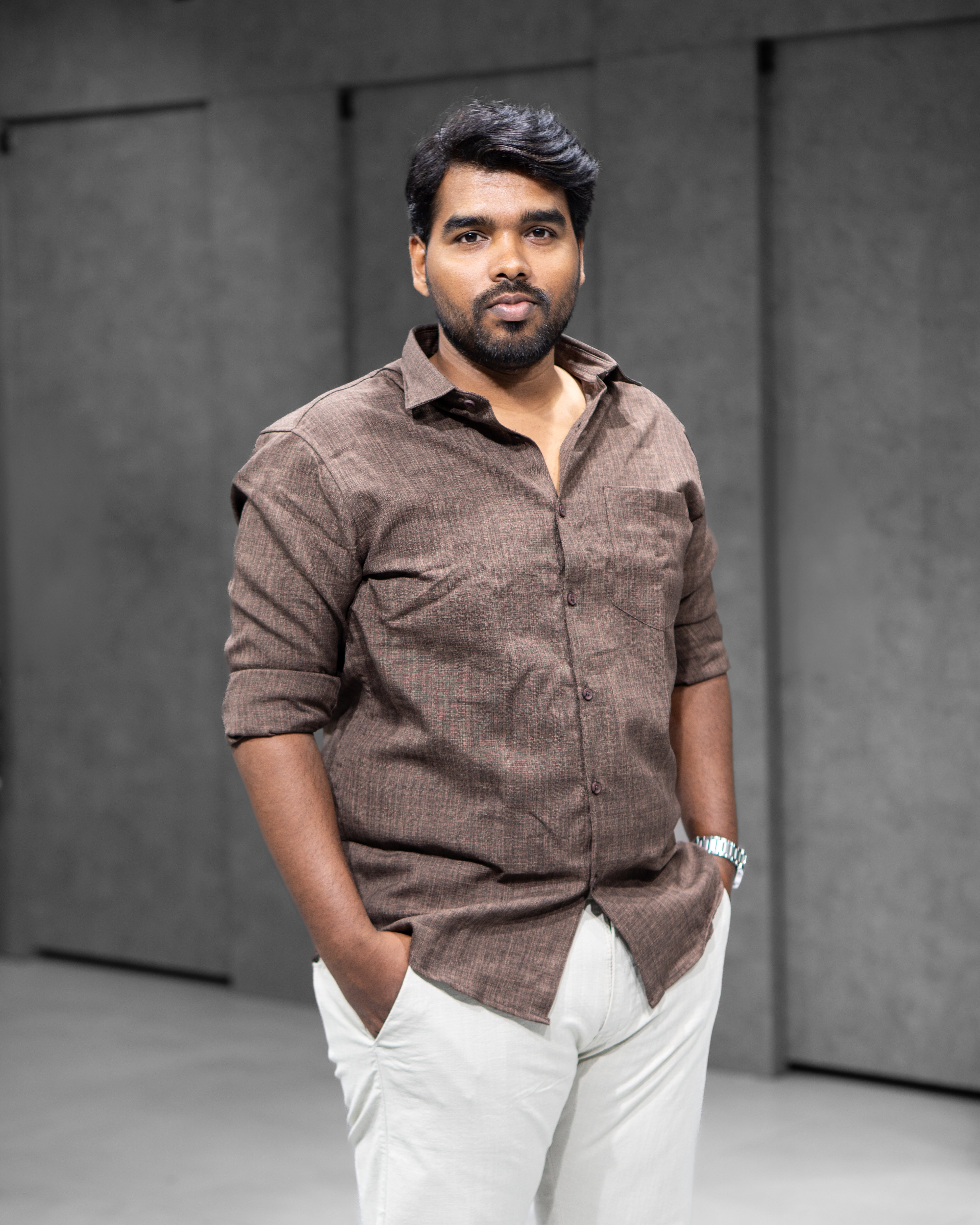 Espresso Brown Linen Blended Shirt - Menly Clothing