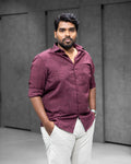 Plum Wine Linen Blended Shirt - Menly Clothing