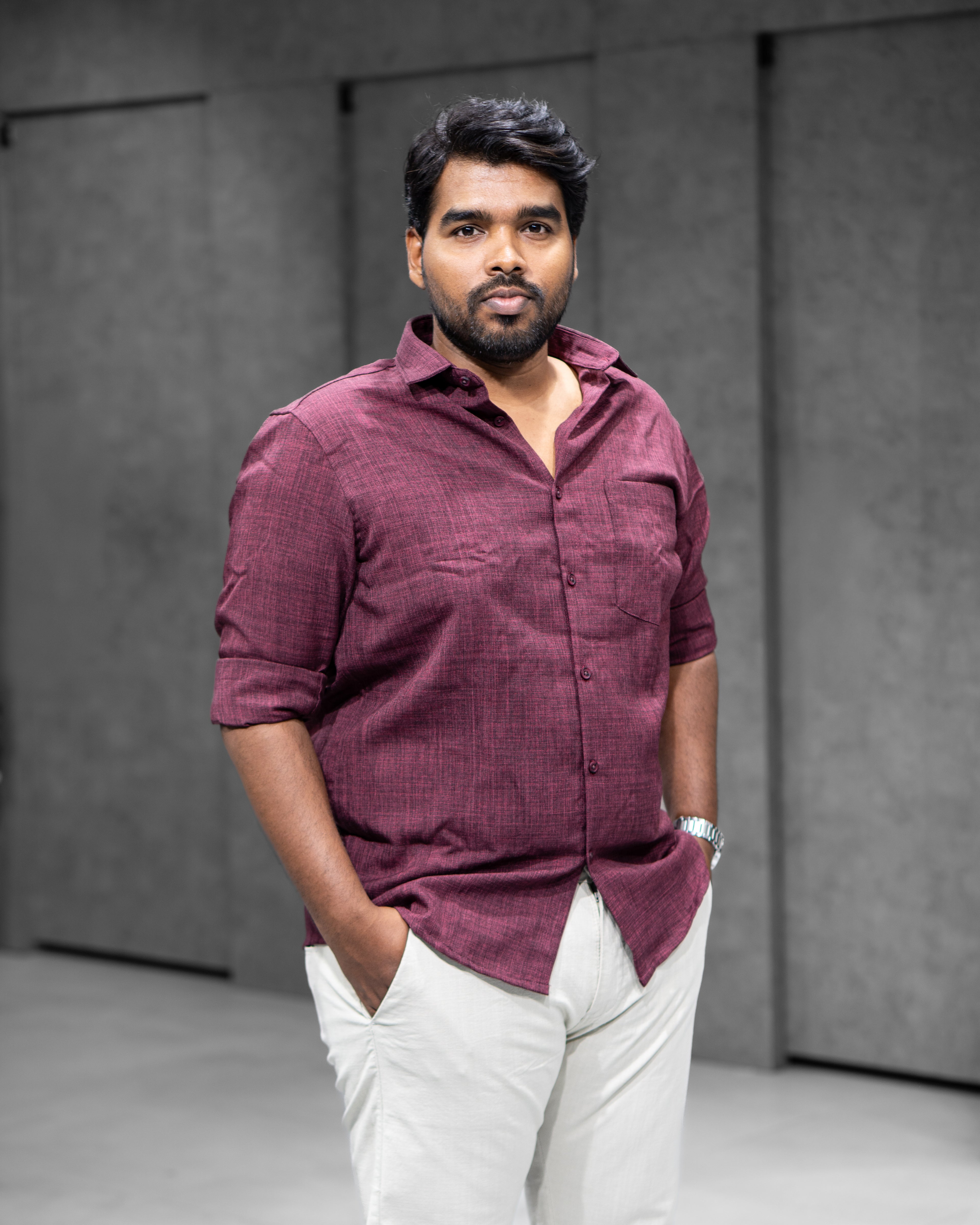 Plum Wine Linen Blended Shirt