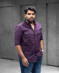 Wine Double Pocket Cotton Shirt - Menly Clothing