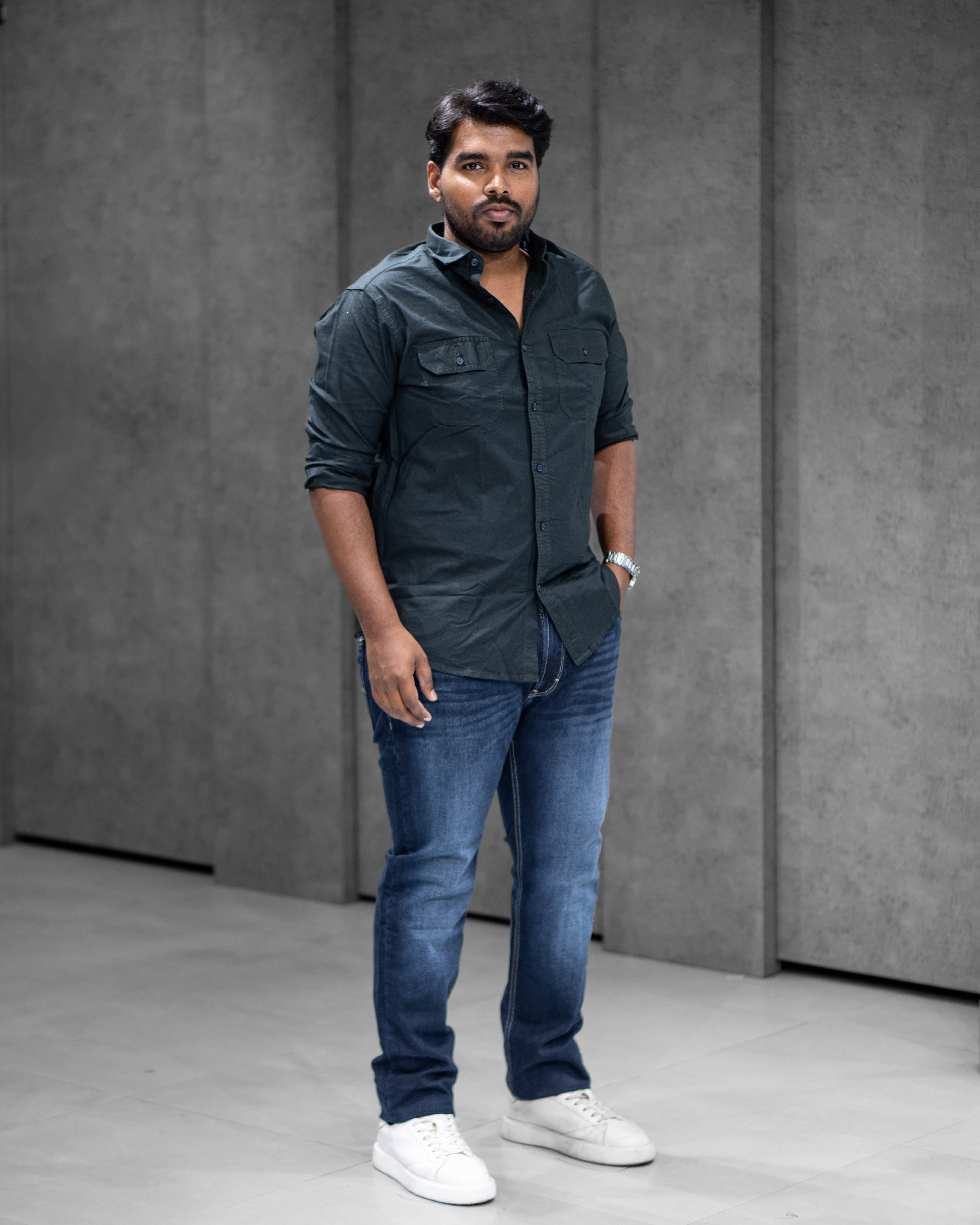Forest Green Double Pocket Cotton Shirt