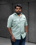 Mint Green Double Pocket Cotton Shirt - Menly Clothing