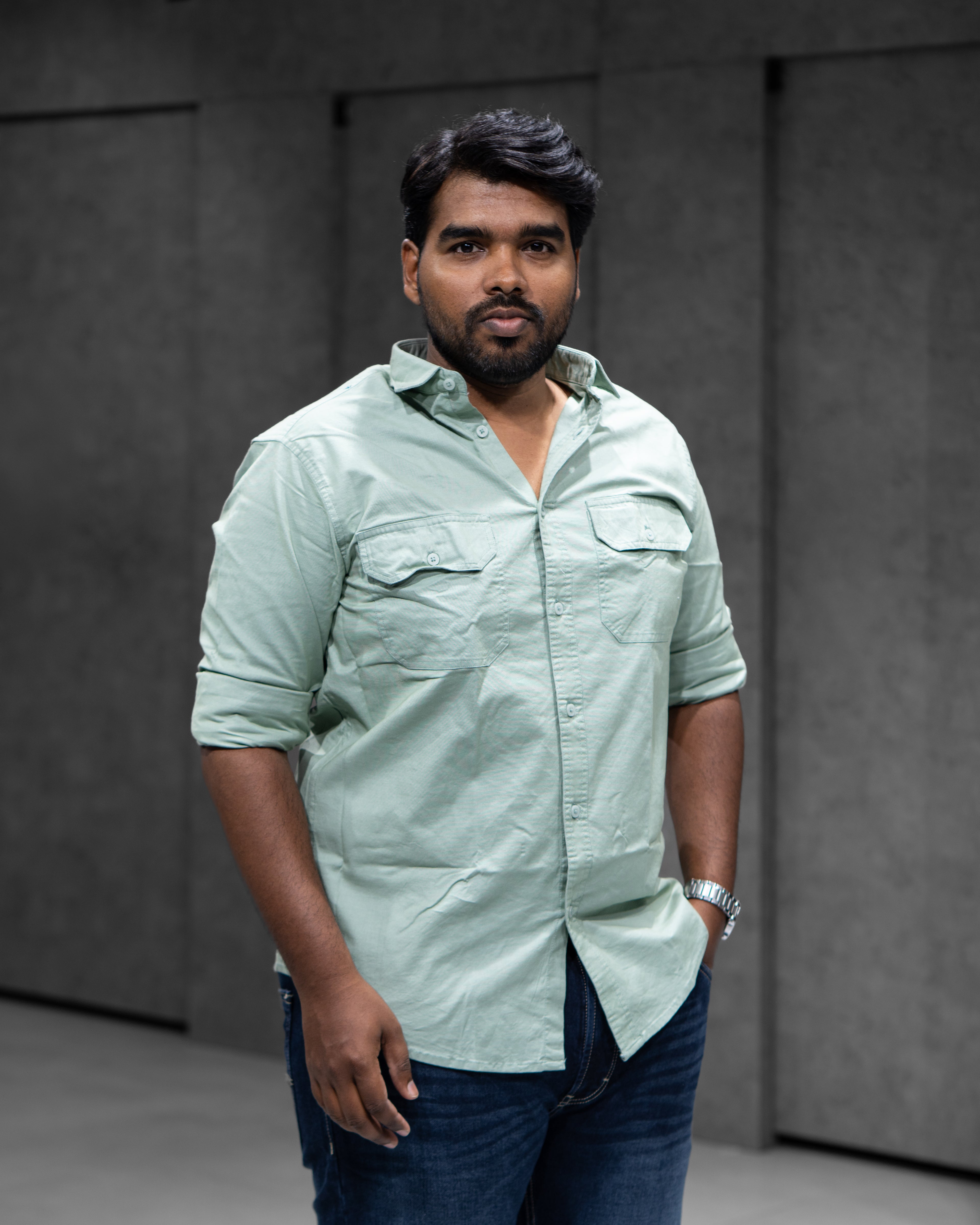 Mint Green Double Pocket Cotton Shirt - Menly Clothing