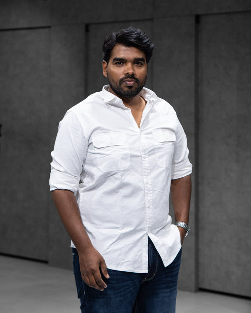 Classic White Double Pocket Cotton Shirt - Menly Clothing