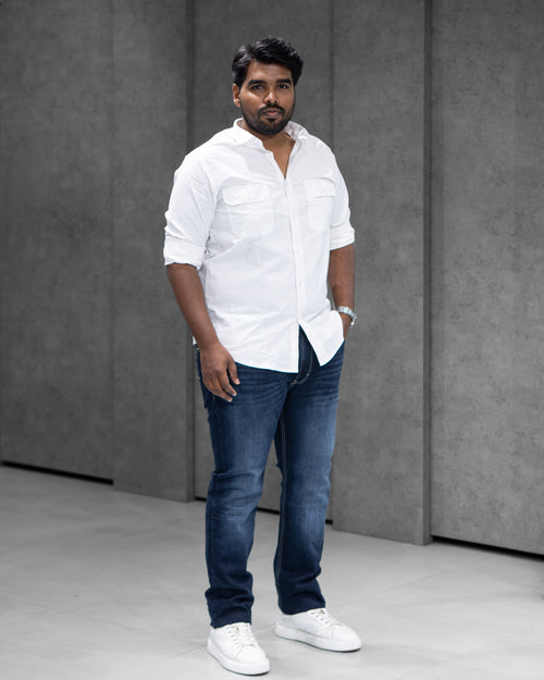 Classic White Double Pocket Cotton Shirt - Menly Clothing