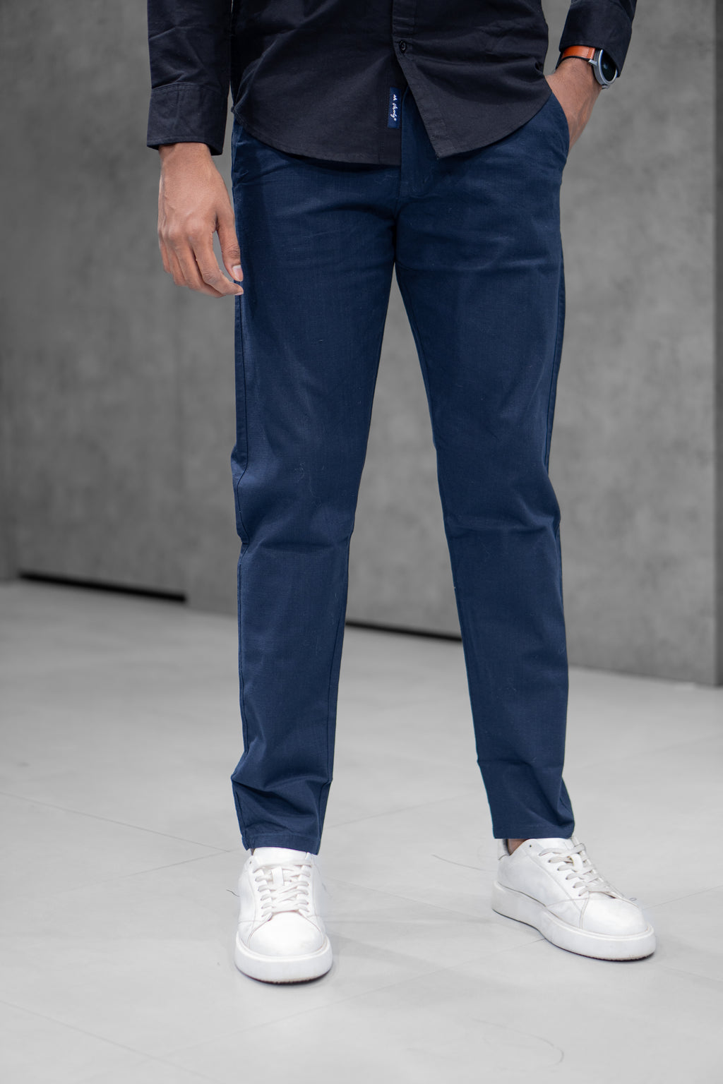 Navy Blue Linen Pants - Menly Clothing