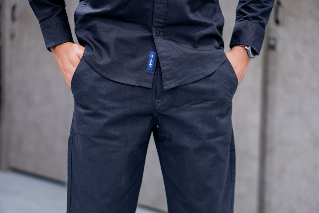 Forest Green Linen Blended Shirt & Classic Black Linen Pant COMBO - Menly Clothing