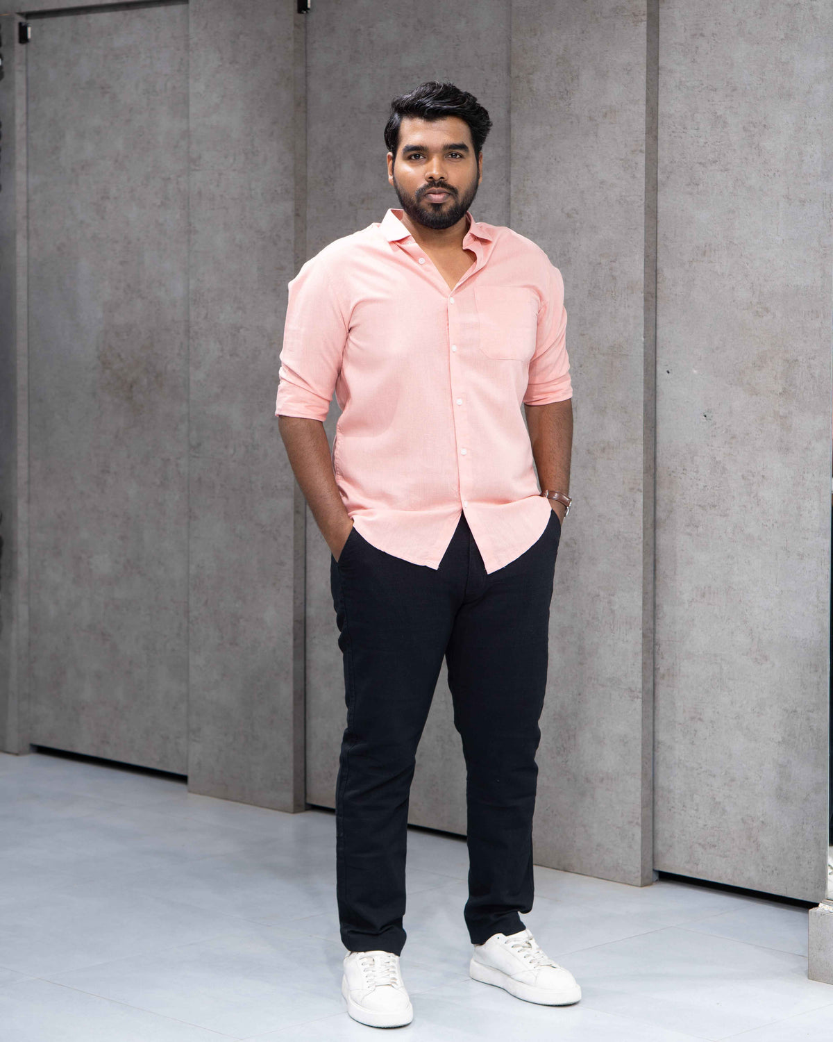 Light Pink Linen Solid Shirt