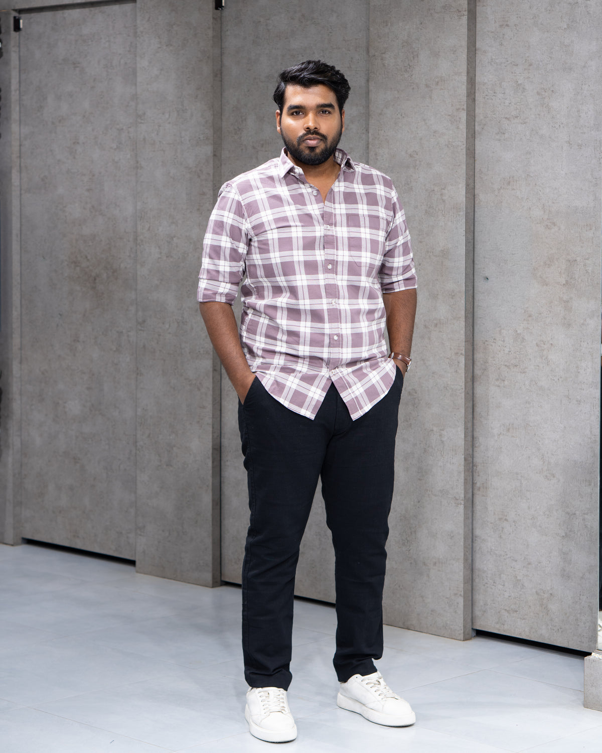 Menly Mauve Plaid Cotton Shirt