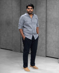 Menly Steel Grey Cotton Linen Shirt