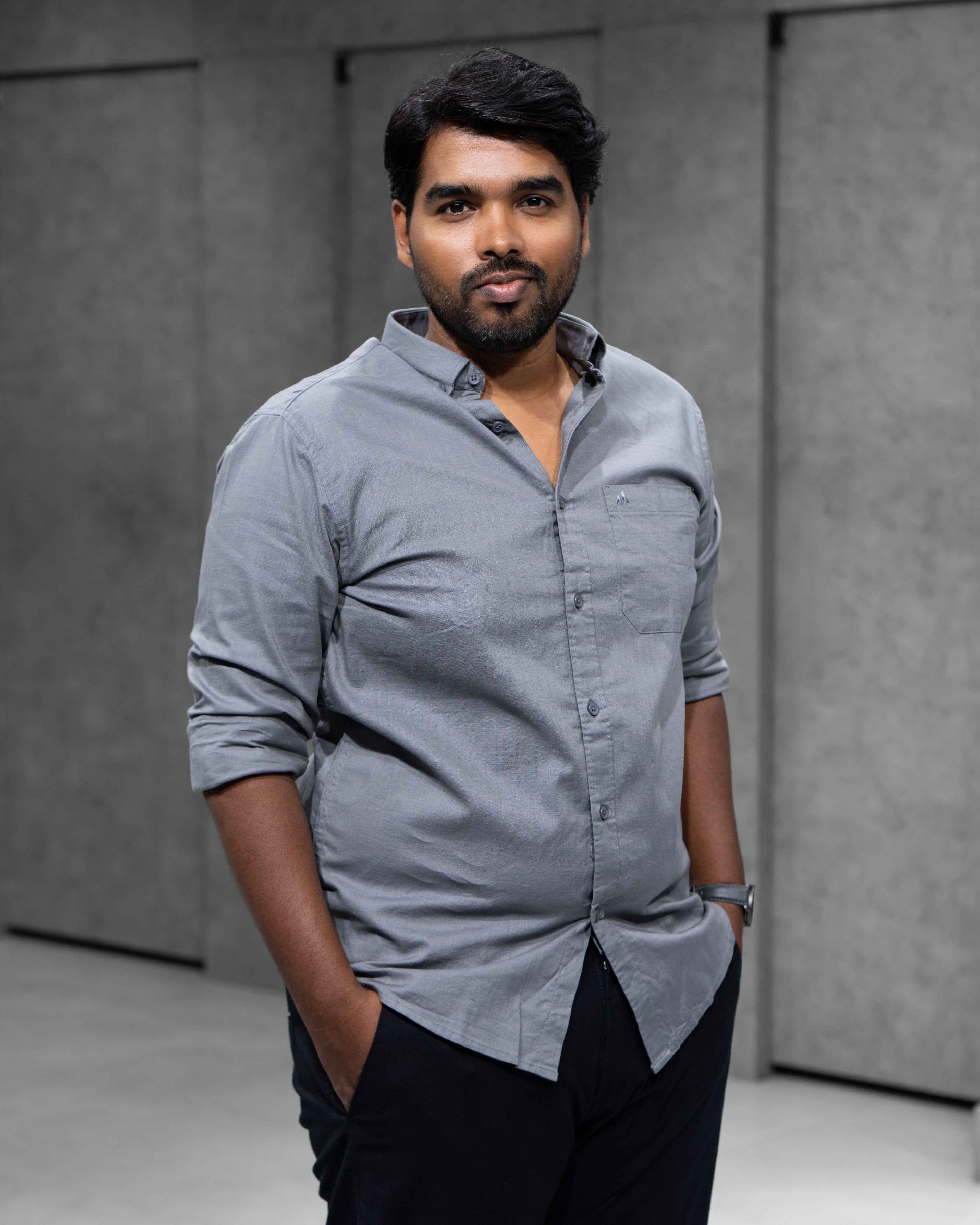 Menly Steel Grey Cotton Linen Shirt
