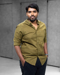 Menly Olive Green Cotton Linen Shirt