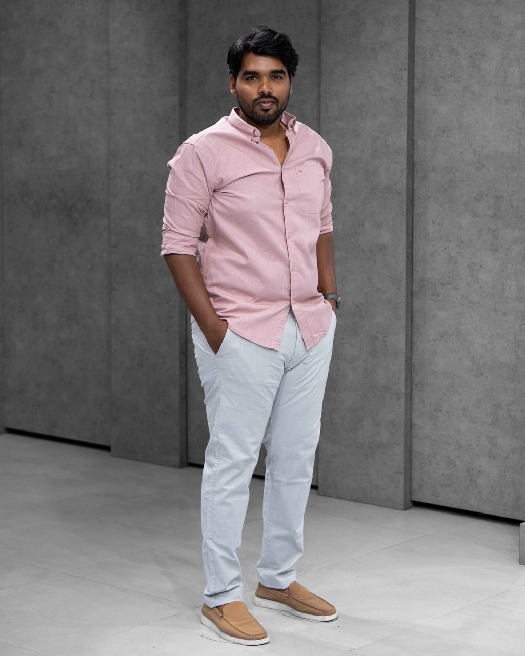 Menly Dusty Rose Cotton Linen Shirt
