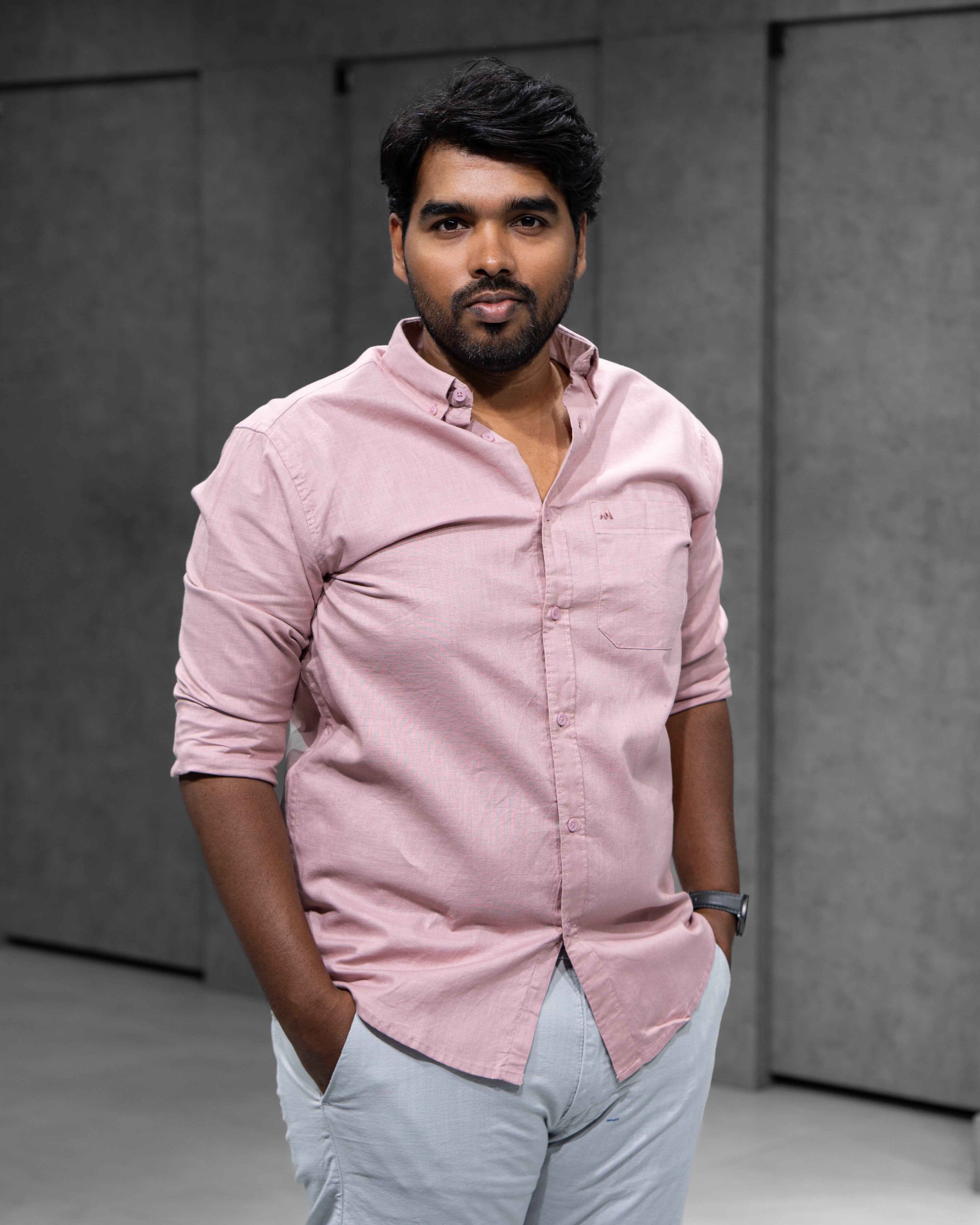 Menly Dusty Rose Cotton Linen Shirt