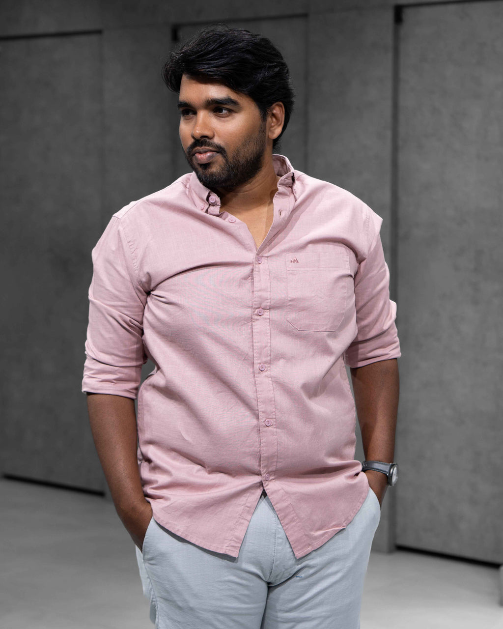 Menly Dusty Rose Cotton Linen Shirt