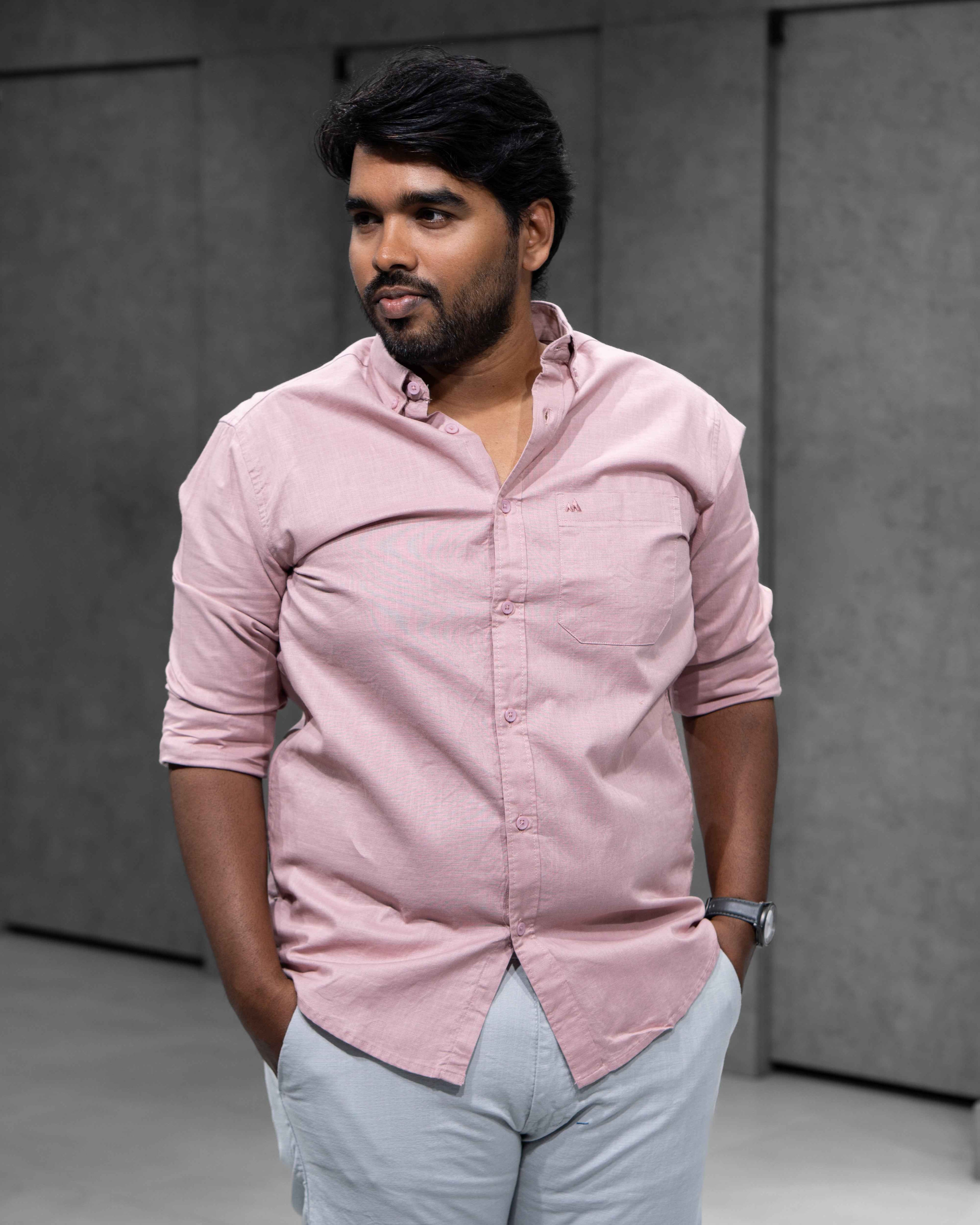 Menly Dusty Rose Cotton Linen Shirt
