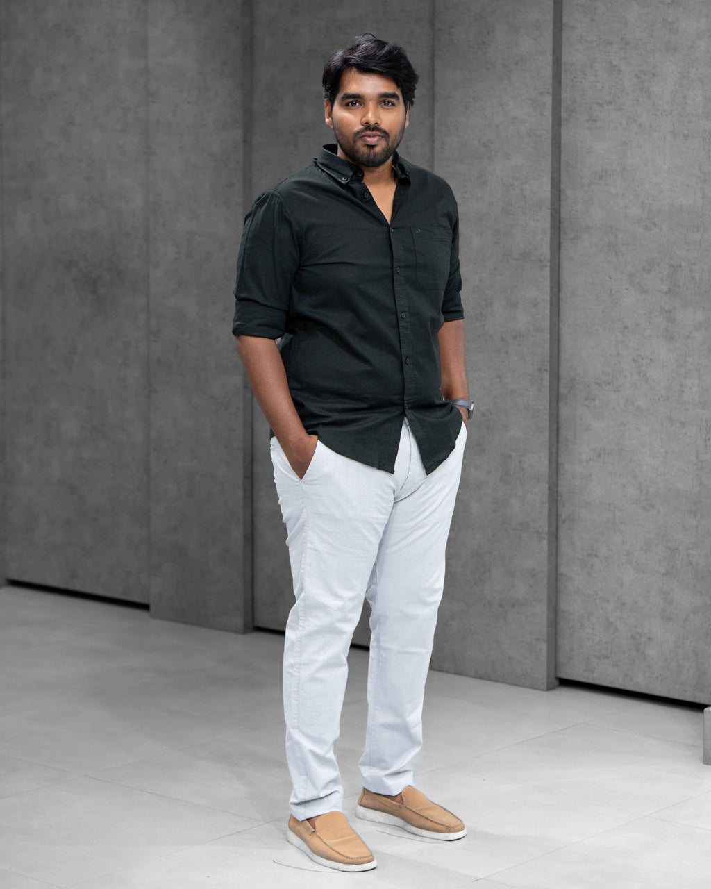 Menly Forest Green Cotton Linen Shirt