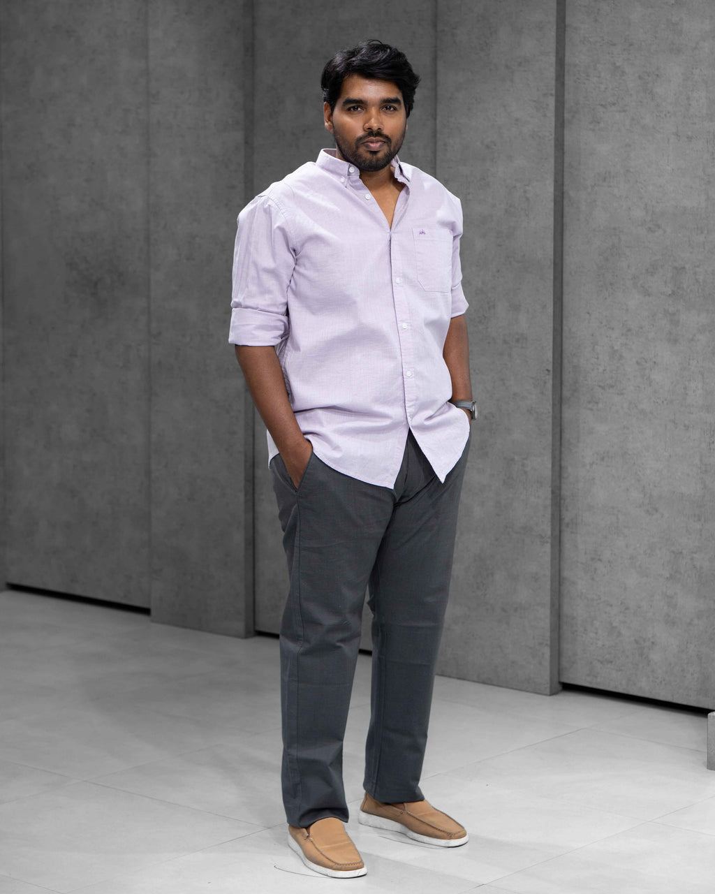 Menly Lavender Cotton Linen Shirt