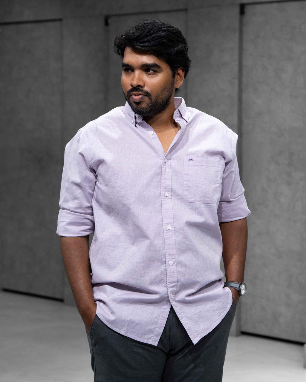 Menly Lavender Cotton Linen Shirt