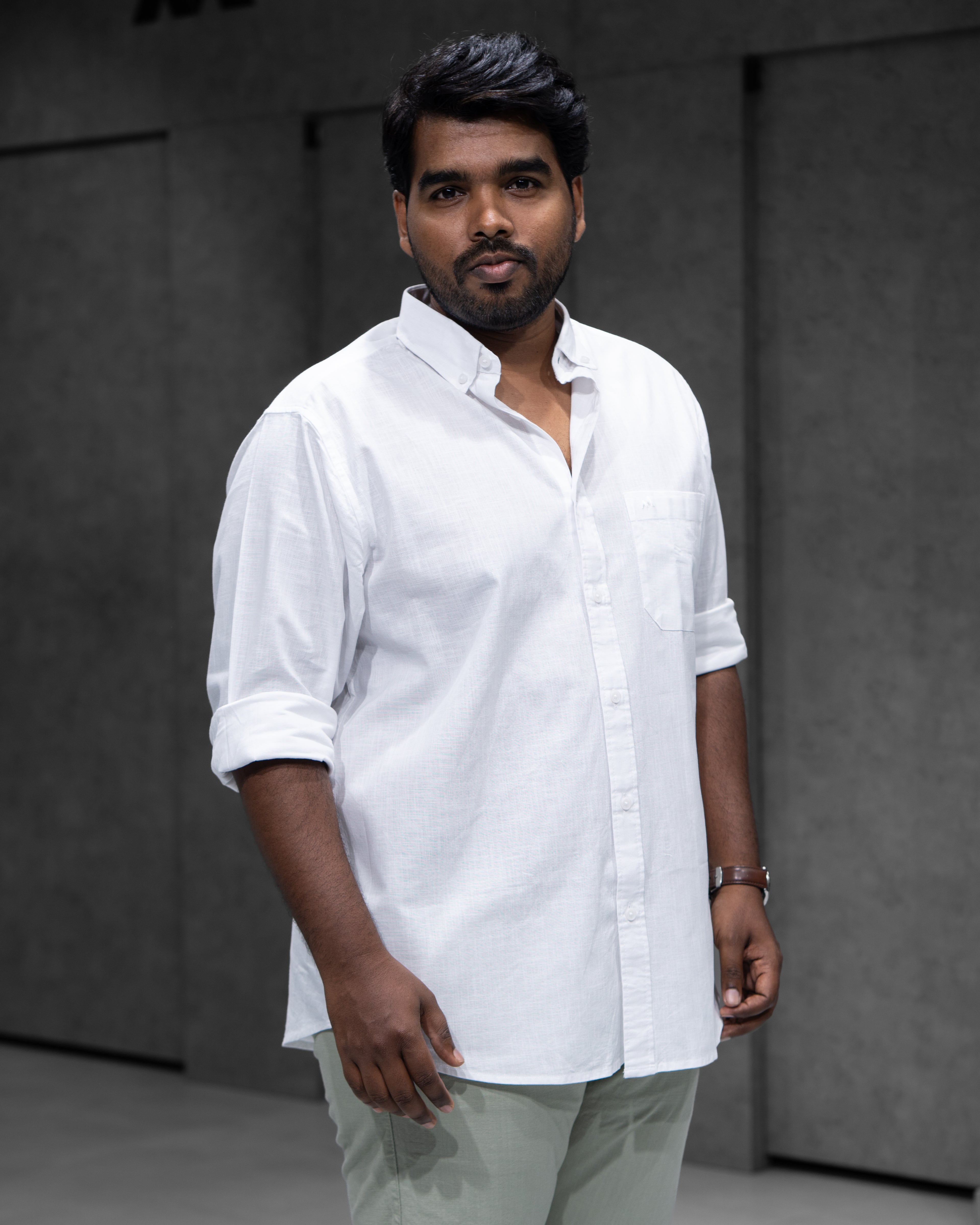 Menly White Cotton Linen Shirt & Pista Green Linen Pants Combo