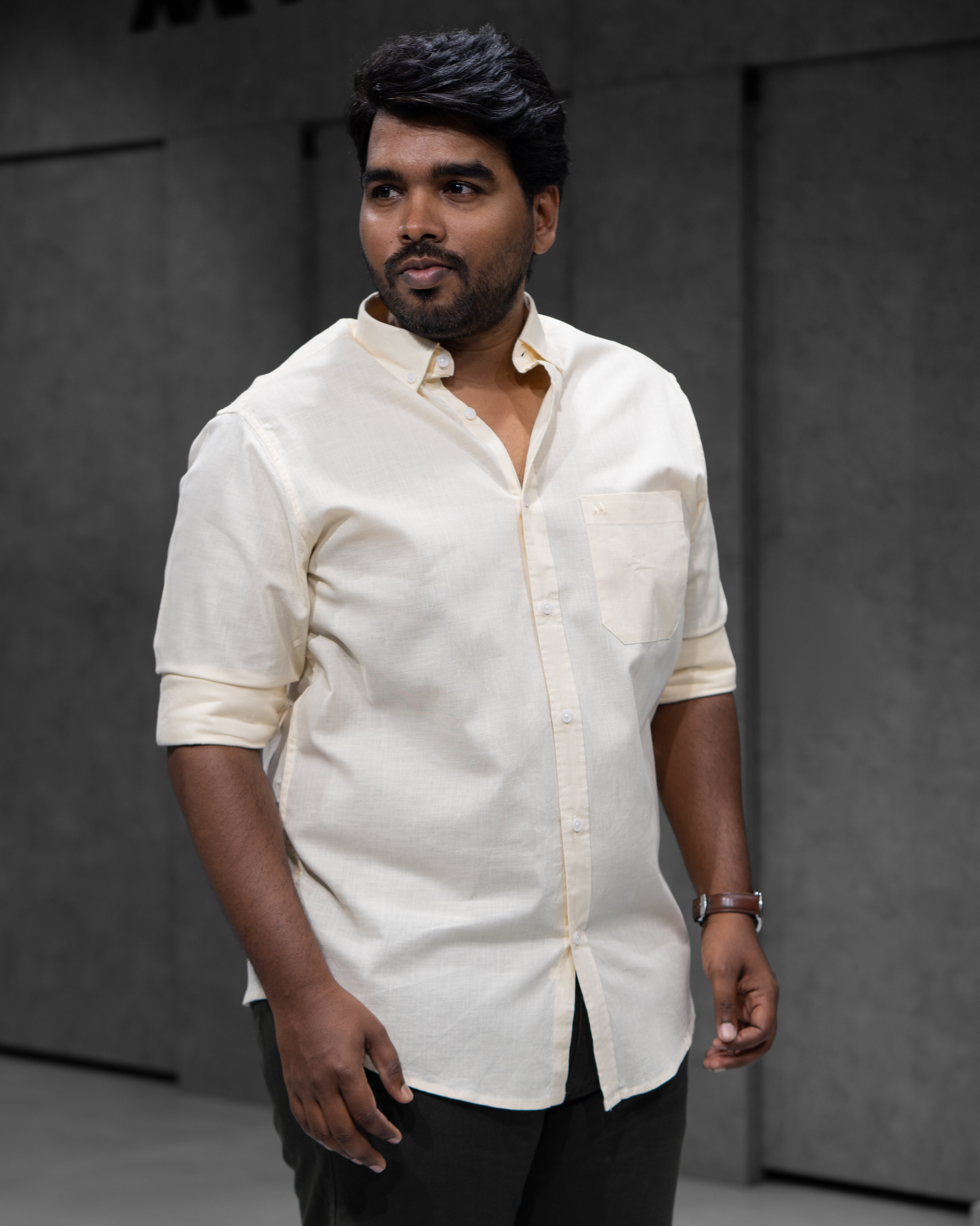 Menly Lime Yellow Cotton Linen Shirt & Dark Olive Linen Pants Combo