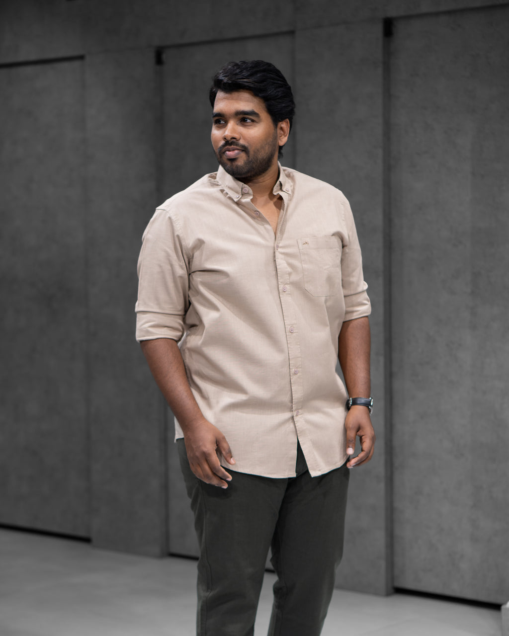 Menly Beige Cotton Linen Shirt - Menly Clothing